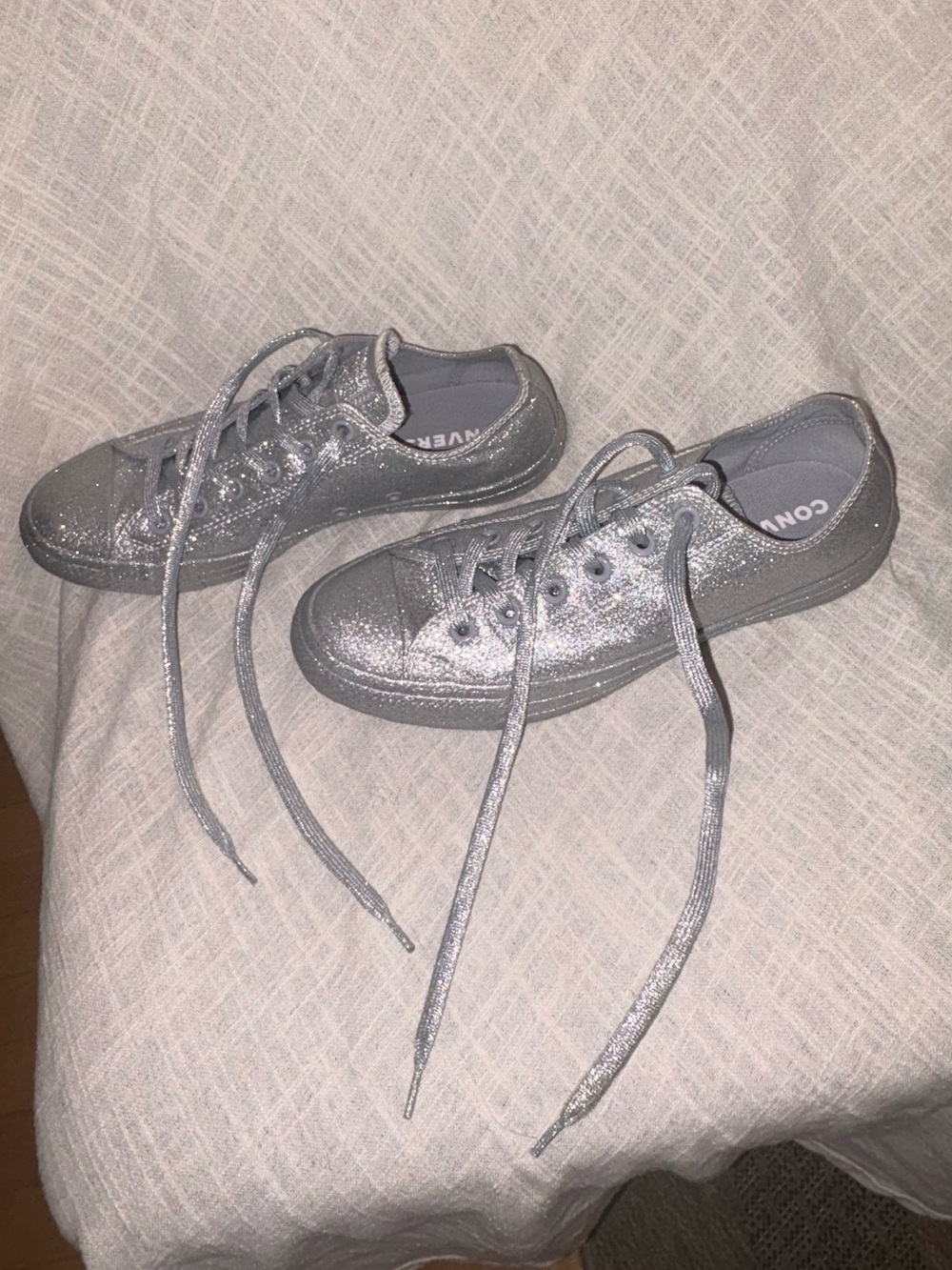 Converse Silver Glitter Low Top Sneakers